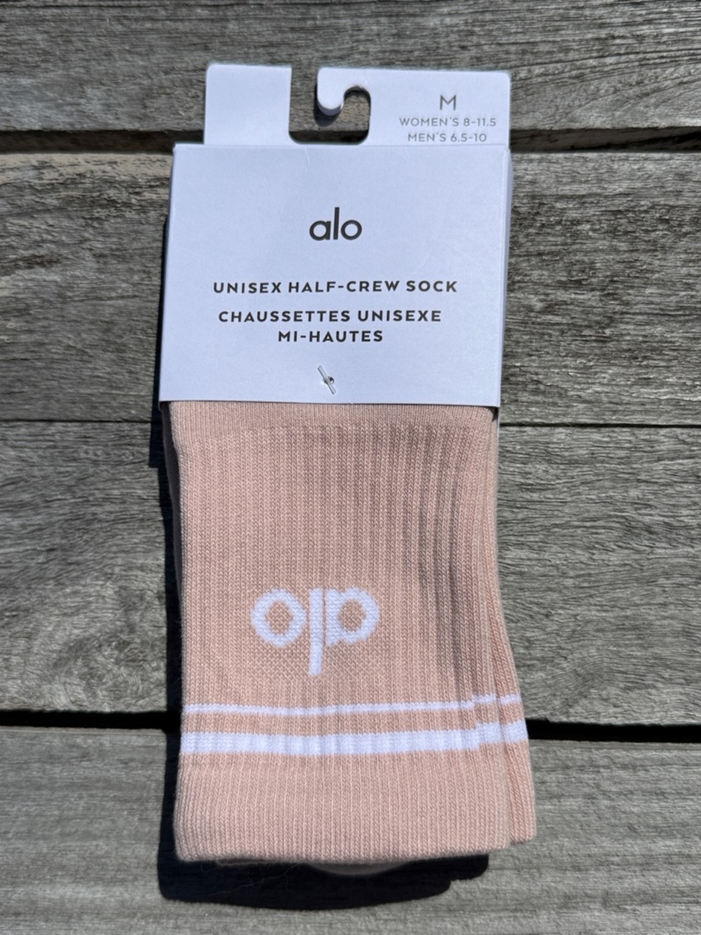 Alo Unisex Half-Crew Throwback Sock NWT pink quartz medium